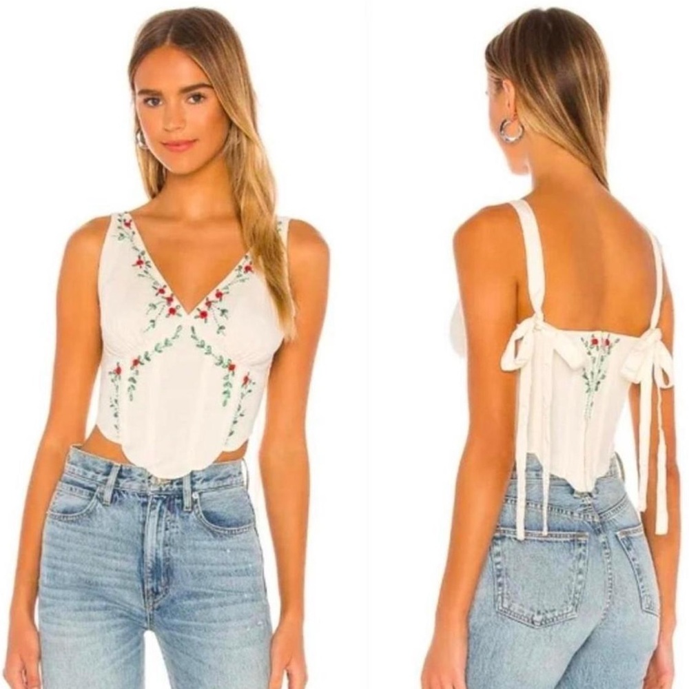 LPA floral embroidered corset top